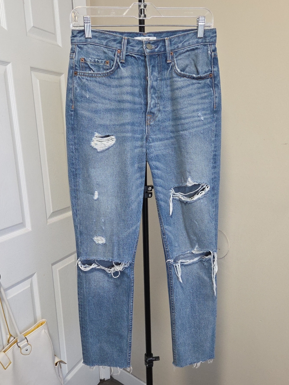 girlfriend collective Distressed Light Blue Boyfriend Jeans